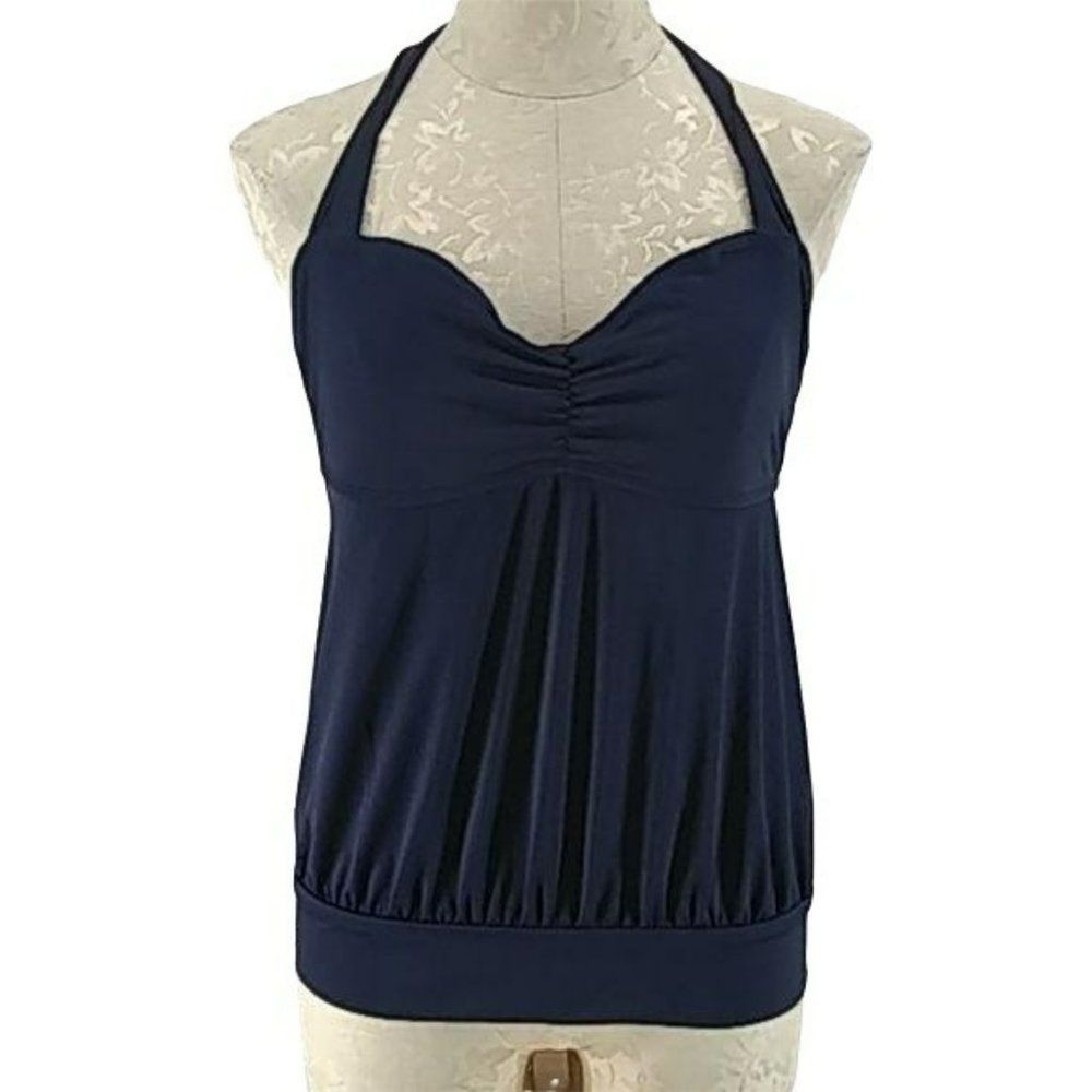 Islander Halter Navy‎ Blue Size 12 Tankini Women's Swimsuit Top